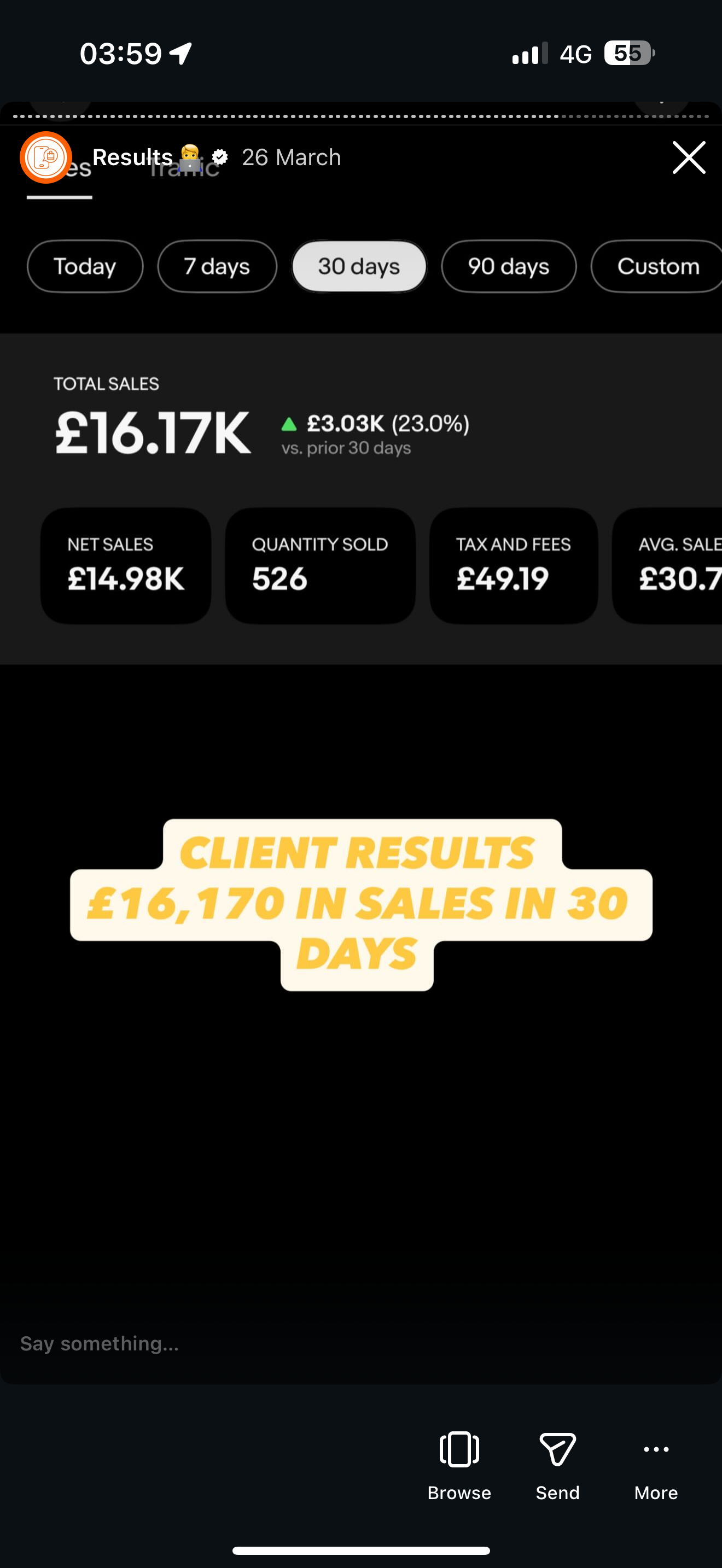 Client 30-day sales result